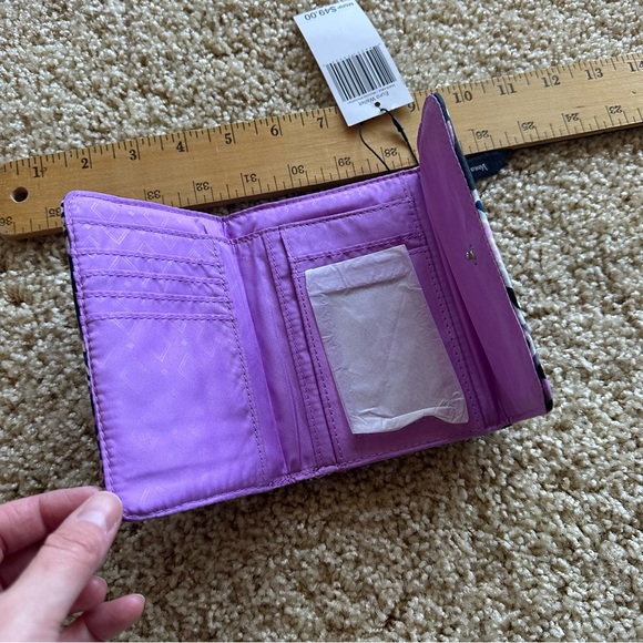 Vera Bradley Euro Wallet in Mimosa Medallion Black and Purple Patterned Wallet - Picture 7 of 7